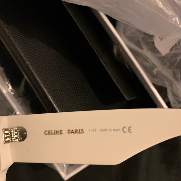 Celiné White Rectangular Acetate Sunglasses - Picture 8 of 8